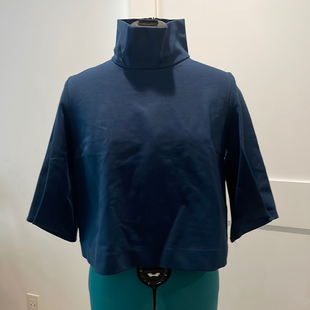 Meg Blue Half-Sleeve Turtleneck Size M